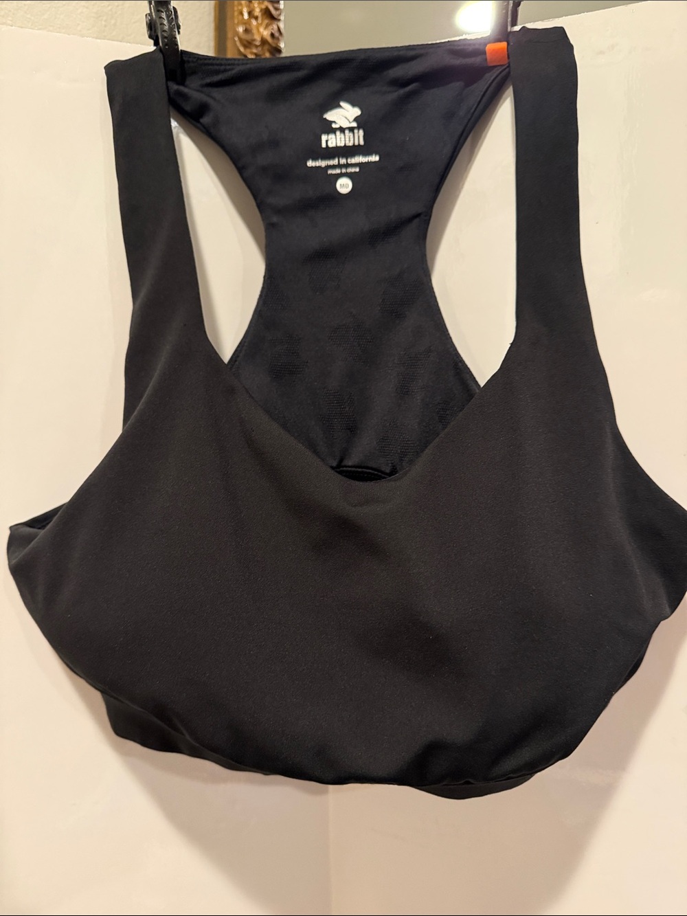 Rabbit pocket bra Black Racerback with removable pads